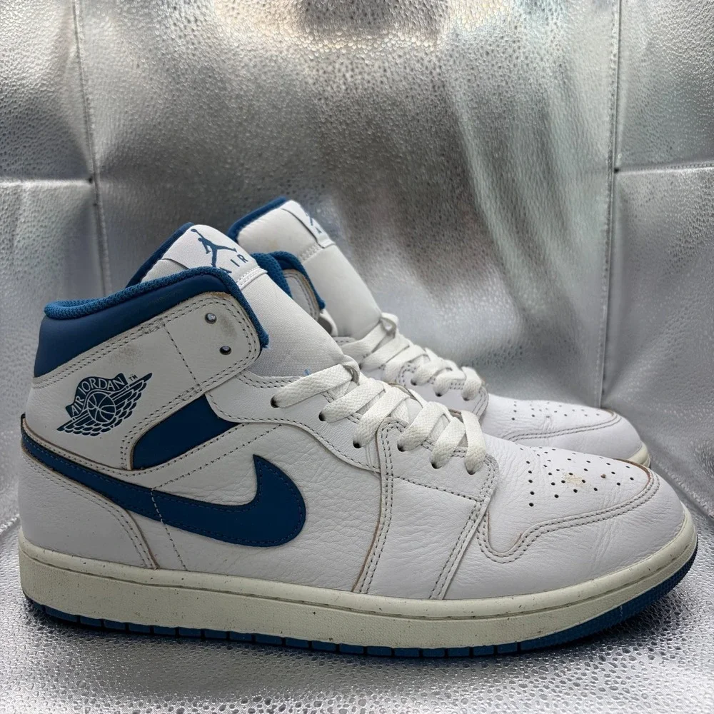 Size 11‎ Nike Air Jordan 1 Mid SE Industrial Blue White Mens Shoes FN5215-141